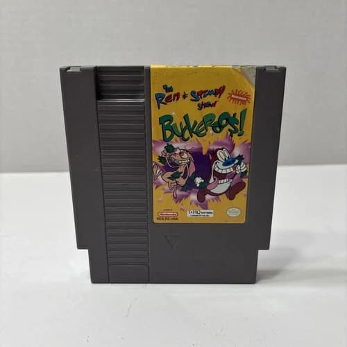 The Ren and Stimpy Show: Buckeroos! (Nintendo NES) Game Cart Tested - Authentic
