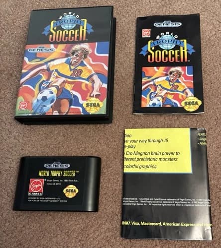 World Trophy Soccer SEGA Genesis Cib Complete w/ Manual TESTED Works