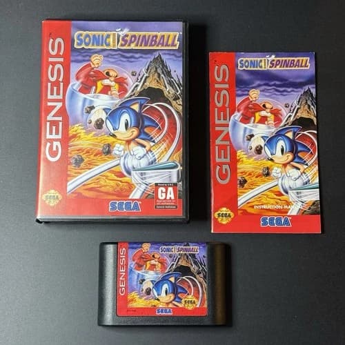 Sonic Spinball Sega Genesis Authentic Complete CIB - Tested
