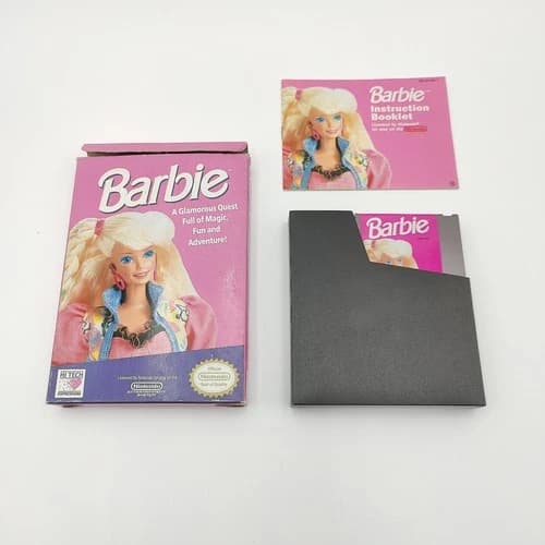 Barbie Video Game (Nintendo NES, 1991) with Box and Manual