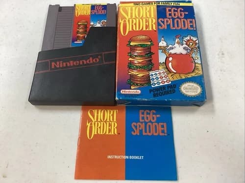 Short Order/Eggsplode (NES, 1989) CIB Manual Tested
