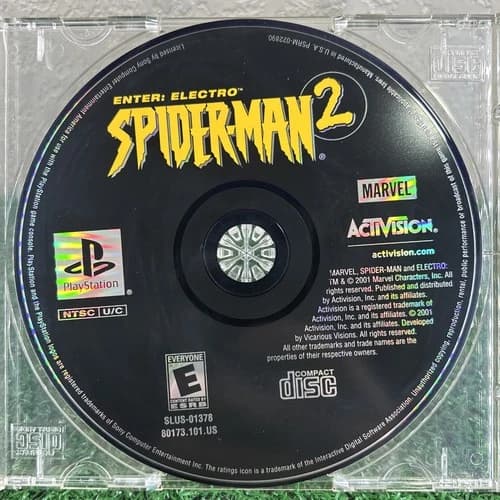 Spider-Man 2 Enter: Electro PS1 (Sony PlayStation 1 2001) Disc Only Tested Works