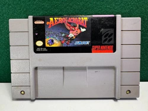 Aero the Acro-Bat (Super Nintendo SNES, 1993) Authentic. Working.