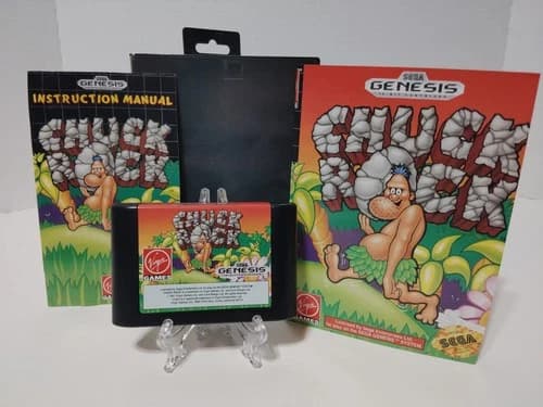 Chuck Rock - Sega Genesis, 1991 - Complete In Box CIB -