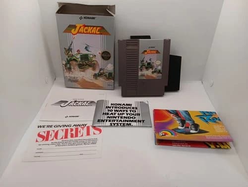 Retro 1988 "Jackal" Nintendo NES CIB Complete in box w/manual +Protector