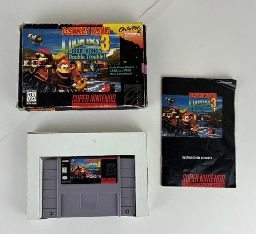 Donkey Kong Country 3 Dixie Kong's Double Trouble Nintendo SNES 1996 Complete