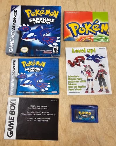 Pokemon Sapphire Nintendo GameBoy Advance Complete Good NEW Battery