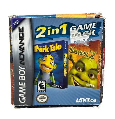 2 in 1 Game Pack: Shark Tale/Shrek 2 (Nintendo Game Boy Advance, 2005) CIB