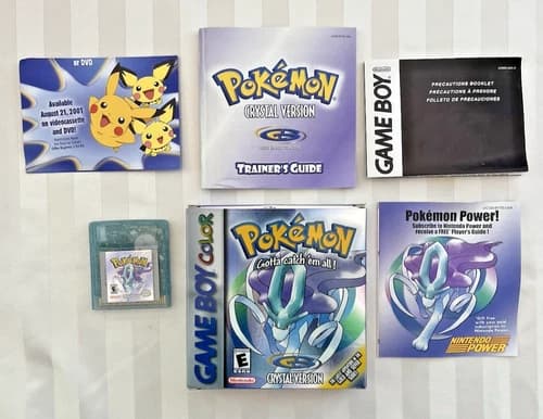 Pokémon Crystal Authentic Gameboy Color Clean CIB Tested, Working, Dry Battery
