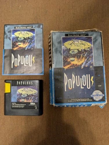 POPULOUS (SEGA GENESIS, 1990) - Complete with box