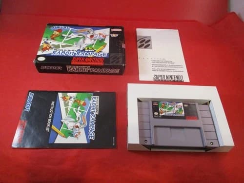 Bugs Bunny in Rabbit Rampage (Super Nintendo SNES) COMPLETE w/ Box manual #E
