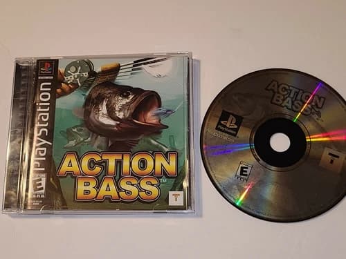 Action Bass Fishing (Sony PlayStation 1, 2000) PS1 complete CIB black label