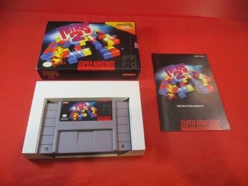 Tetris 2 (Super Nintendo SNES) COMPLETE w/ Box manual game WORKS! #E