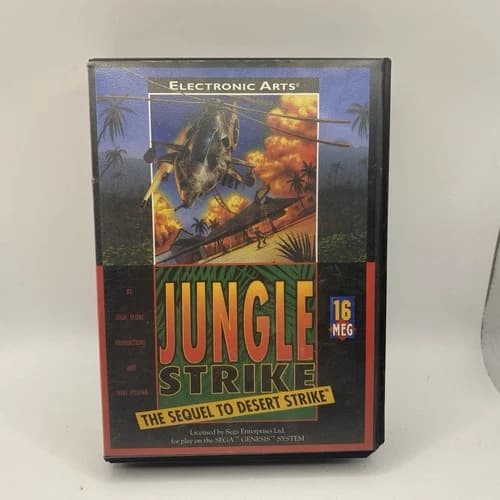 Jungle Strike Sega Genesis, Complete in Box CIB, Tested Works