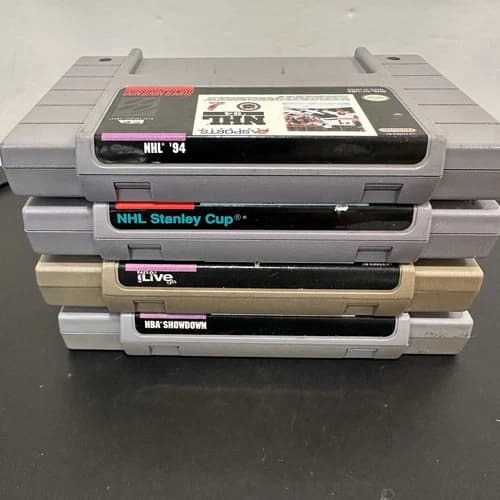 Super Nintendo SNES Games Tested EA Sports NBA Live 96 Showdown NHL Hockey