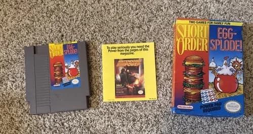 Short Order/Eggsplode NES Nintendo Video Game 1989 CIB Box/Manual Included