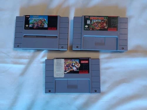 3 Super Nintendo Games Street Fighter Turbo Donkey Kong Country Super Mario Kart