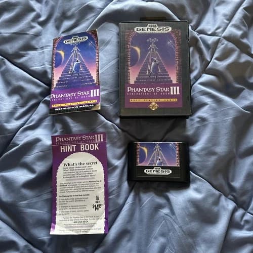 Phantasy Star III: Generations of Doom Sega Genesis Box, Game, Manual