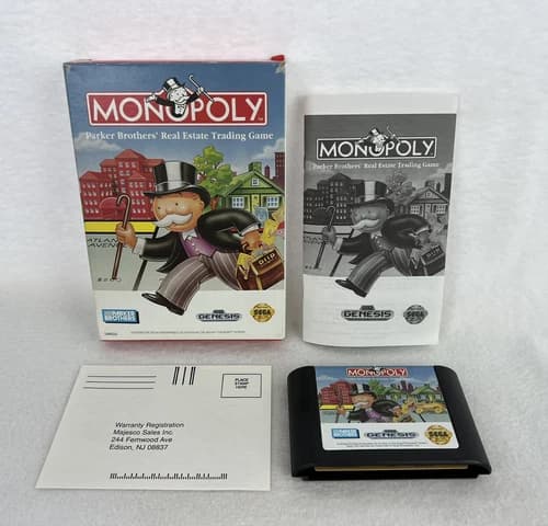 Monopoly Sega Genesis Authentic Cardboard Box Complete in Box with Manual CIB