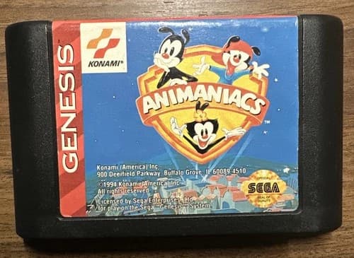 Animaniacs (Sega Genesis 1994, Konami) Video Game Cartridge Only TESTED/WORKING