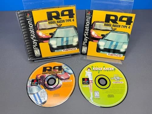 PS1 PLAYSTATION 1 R4 RIDGE RACER TYPE 4 GAME COMPLETE CIB BONUS DISC REG CARD