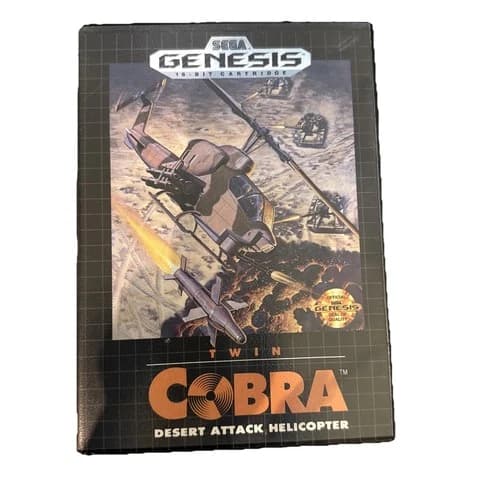 Sega Genesis Twin Cobra Desert Attack Helicopter Complete with Manual Tested CIB