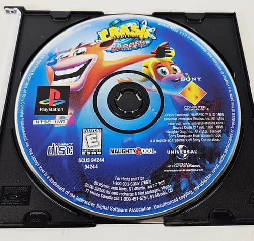 Crash Bandicoot Warped PlayStation 1 PS1 Disc Only Tested & Working