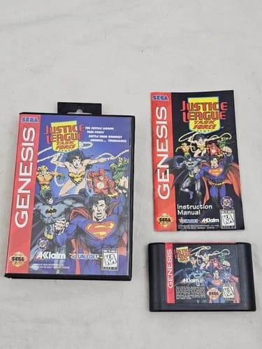 SEGA GENESIS JUSTICE LEAGUE TASK FORCE VIDEO GAME COMPLETE WITH MANUAL