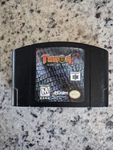 Turok 2 Seeds of Evil Nintendo 64 N64 Cartridge, Tested Working Authentic
