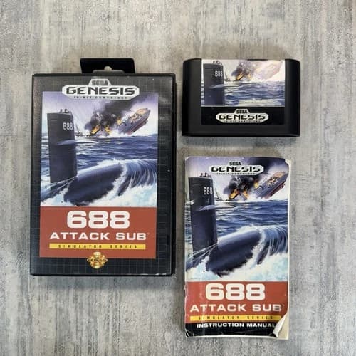 Sega Genesis 688 Attack Sub Complete In Box Tested and Working