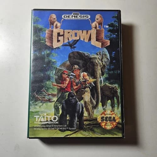 Growl Taito Sega Genesis Complete CIB Original Authentic Tested
