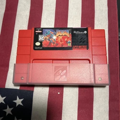 SUPER NINTENDO SNES DOOM- RED CARTRIDGE TESTED AND WORKING