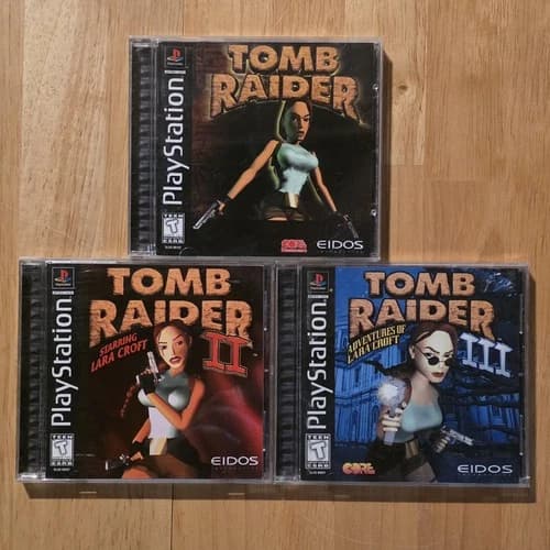 Tomb Raider 1 2 3 Complete In Box Sony Playstation 1 PS1 Tested Working