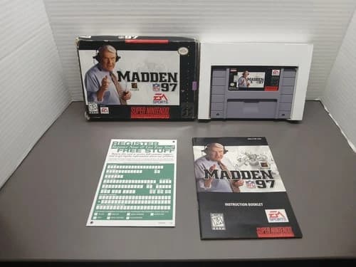 Madden NFL 97 (Super Nintendo Entertainment System, 1996) - In Box With Manual