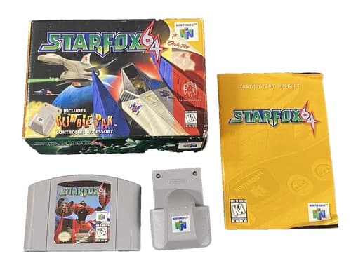 Star Fox 64 StarFox Nintendo N64 Complete in Box CIB w/ Rumble Pak TESTED Great!