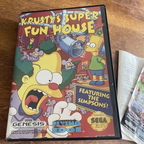 Krusty's Super Fun House (Sega Genesis, 1994) CIB Manual Please read