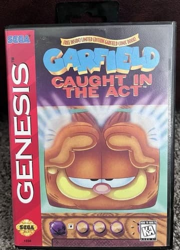 Garfield Caught in the Act (Sega Genesis) Complete CIB Game Case Manual Tested