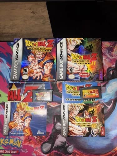 Game Boy Advance Dragon Ball Z The Legacy of Goku 1 and 2 with Posters CIB