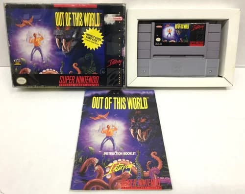 COMPLETE Out Of This World SUPER NINTENDO Manual CIB SNES Box TESTED & WORKING