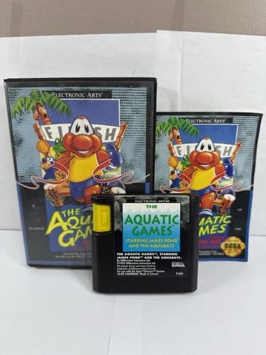The Aquatic Games Starring James Pond (Sega Genesis, 1992) Complete CIB TESTED!