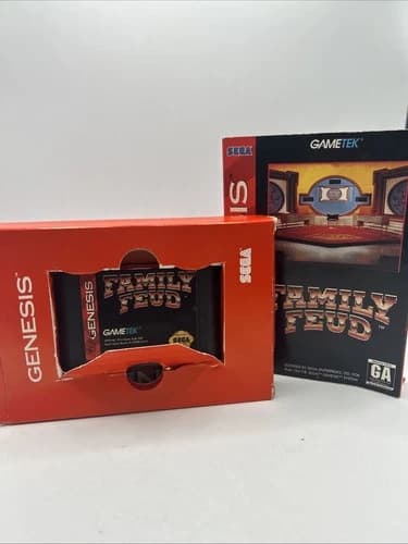 Family Feud (Sega Genesis, 1993) Complete in Cardboard Box ~ Tested & Working