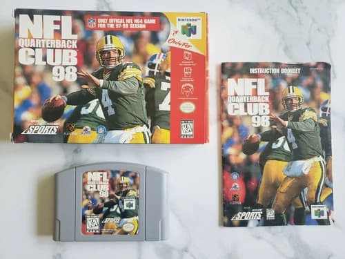 NFL Quarterback Club 98. N64 CIB Game, Box, Manual. Authentic. Tested. Very Good