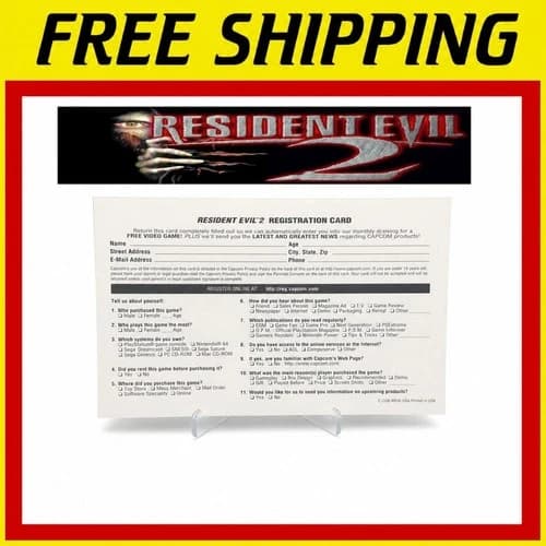 Resident Evil 2 Nintendo 64 N64 AUTHENTIC Registration Card Only