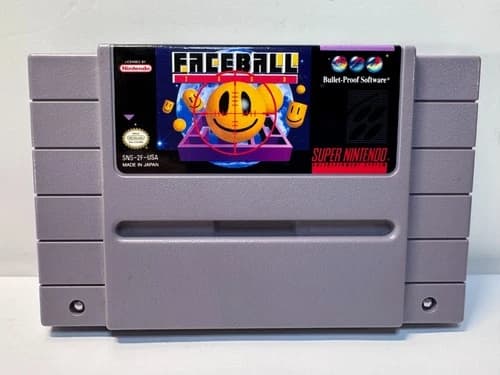 Faceball 2000 (Super Nintendo SNES, 1991) Authentic. Working.