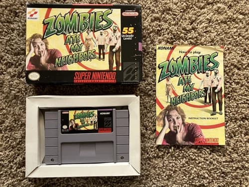 Zombies Ate My Neighbors (Super Nintendo SNES, 1993) Complete, Authentic!