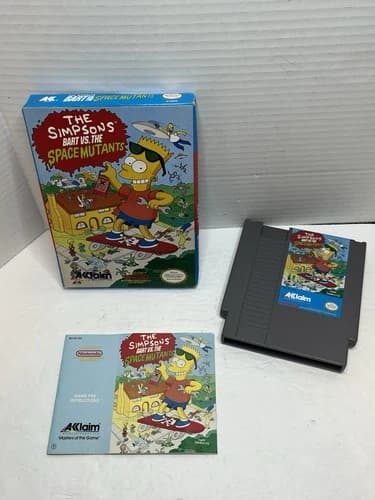 The Simpsons: Bart vs Space Mutants (NES 1991) With Box Manual Video Game Tested